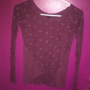 BURGUNDY LONG SLEEVE TOP | SIZE XS